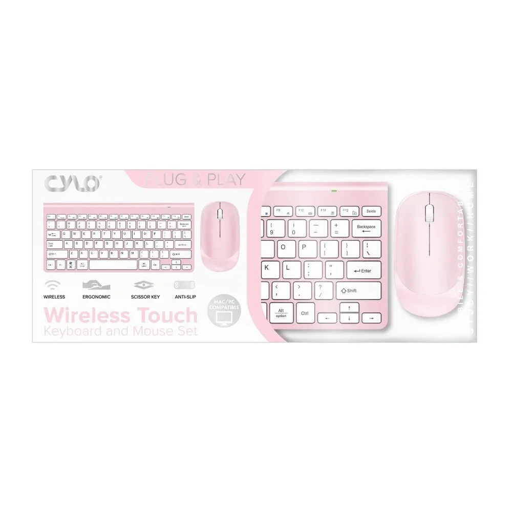 New CYLO Wireless Keyboard and Mouse Set Universal PC or Mac, Pink